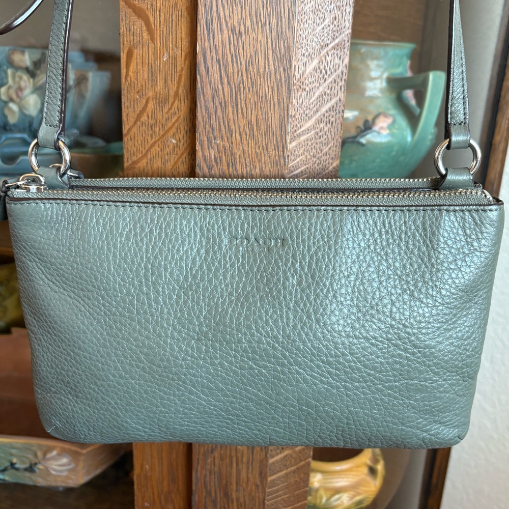 Coach Lyla Olive Pebbled Leather Tri Compartment Shoulder Bag
